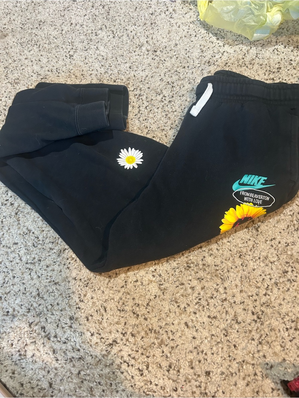 Nike Black Sweatpants with Floral Logos